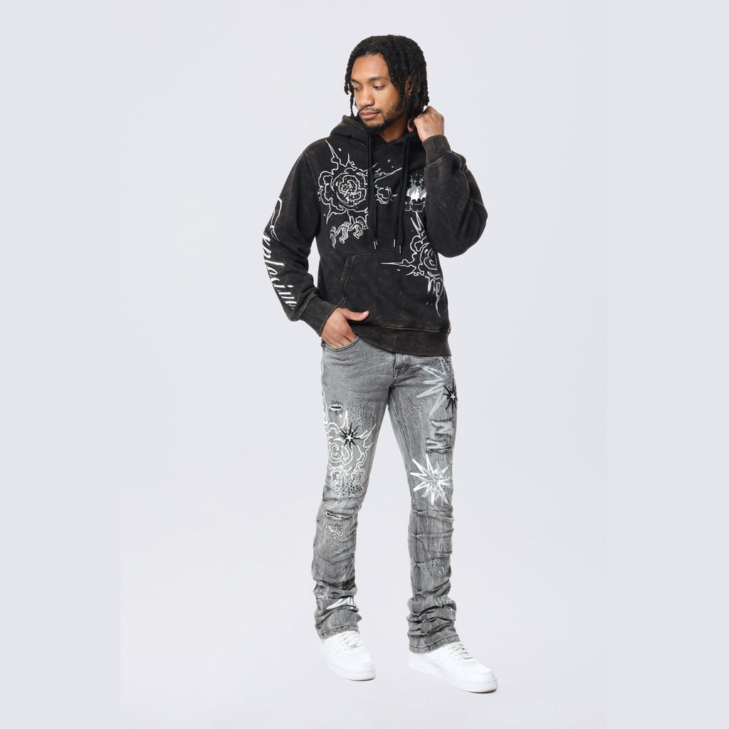 Smoke Rise Rhinestone Dystopia Hoodie - Black