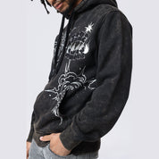 Smoke Rise Rhinestone Dystopia Hoodie - Black