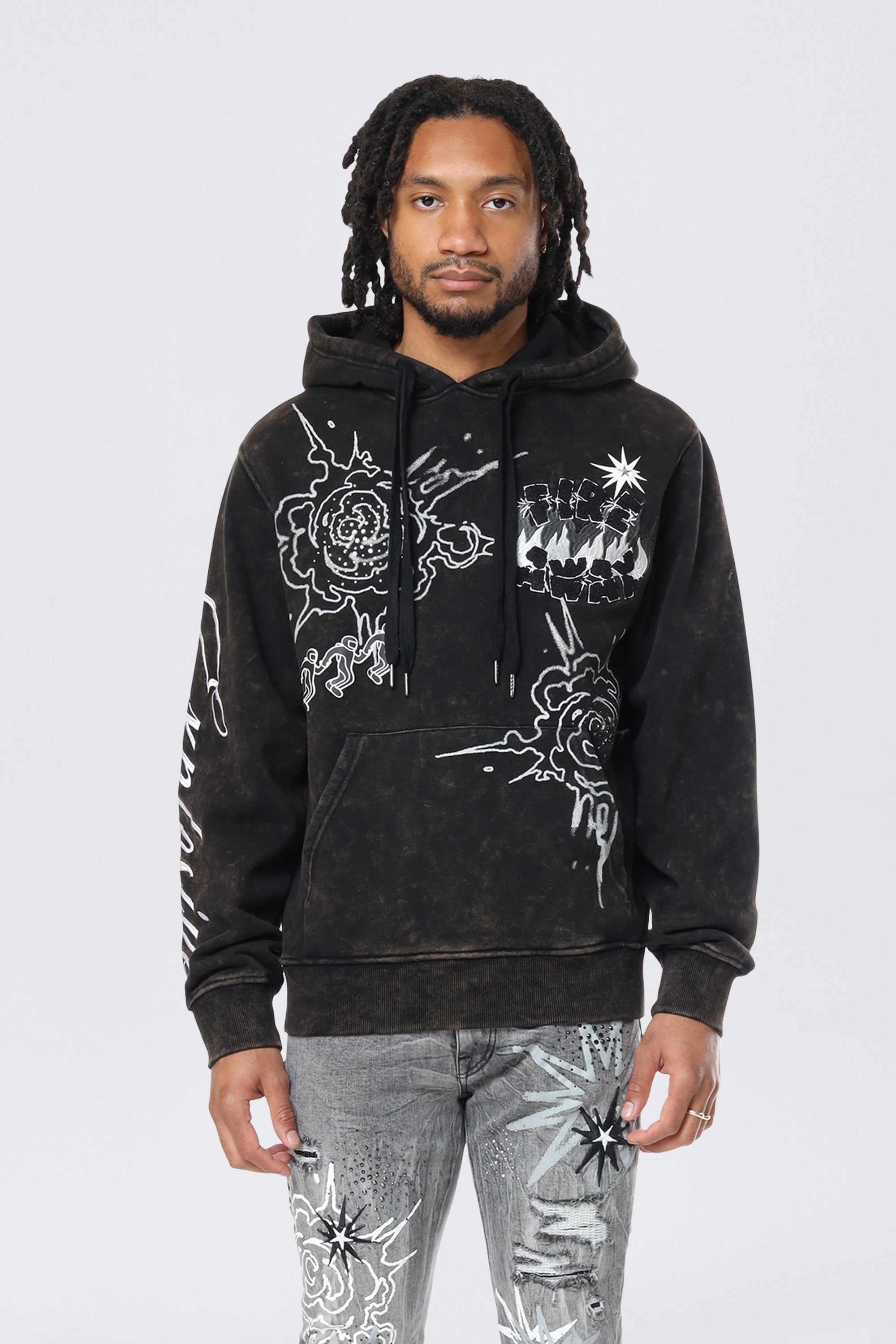 Rhinestone Dystopia Hoodie - Black