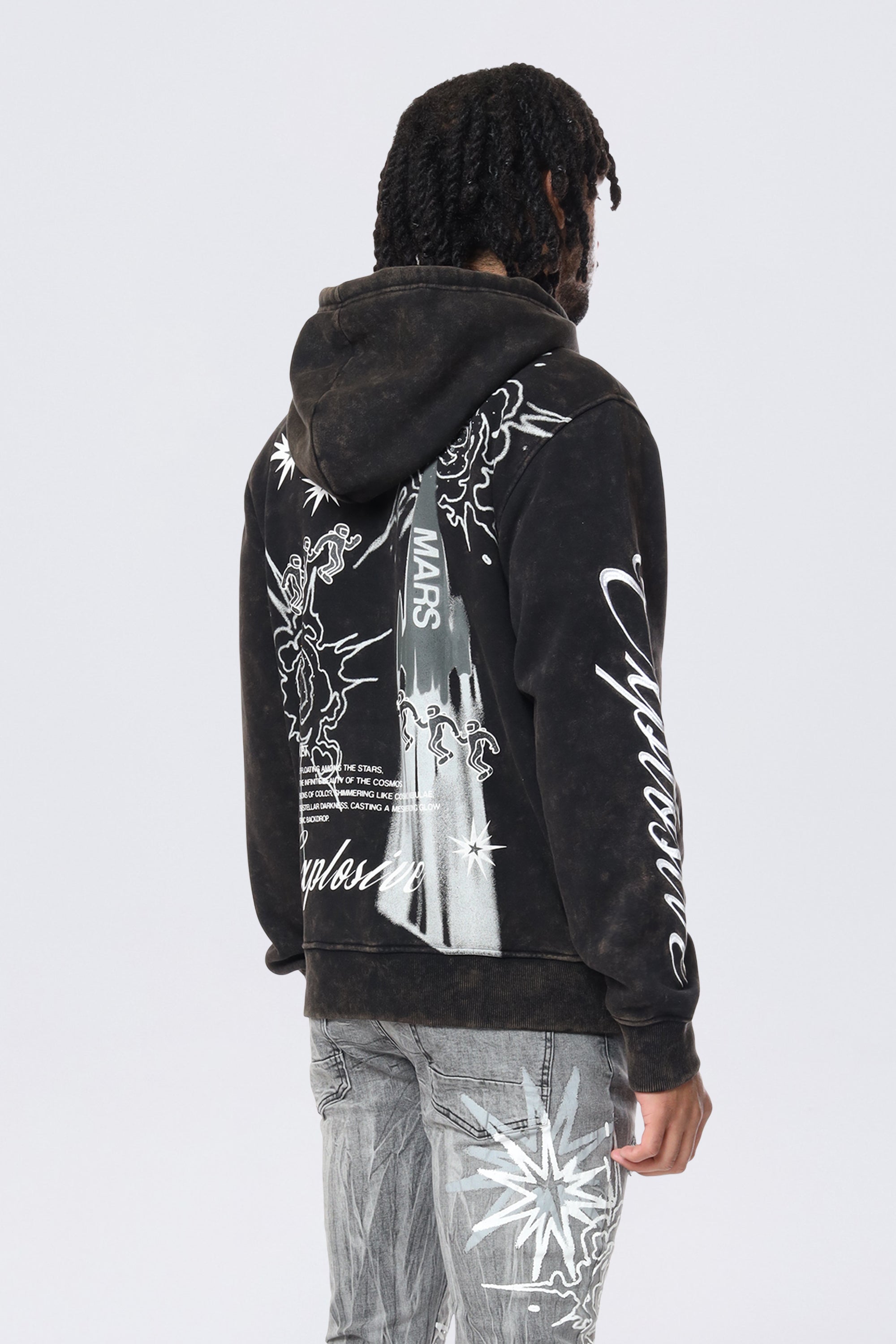 Rhinestone Dystopia Hoodie - Black