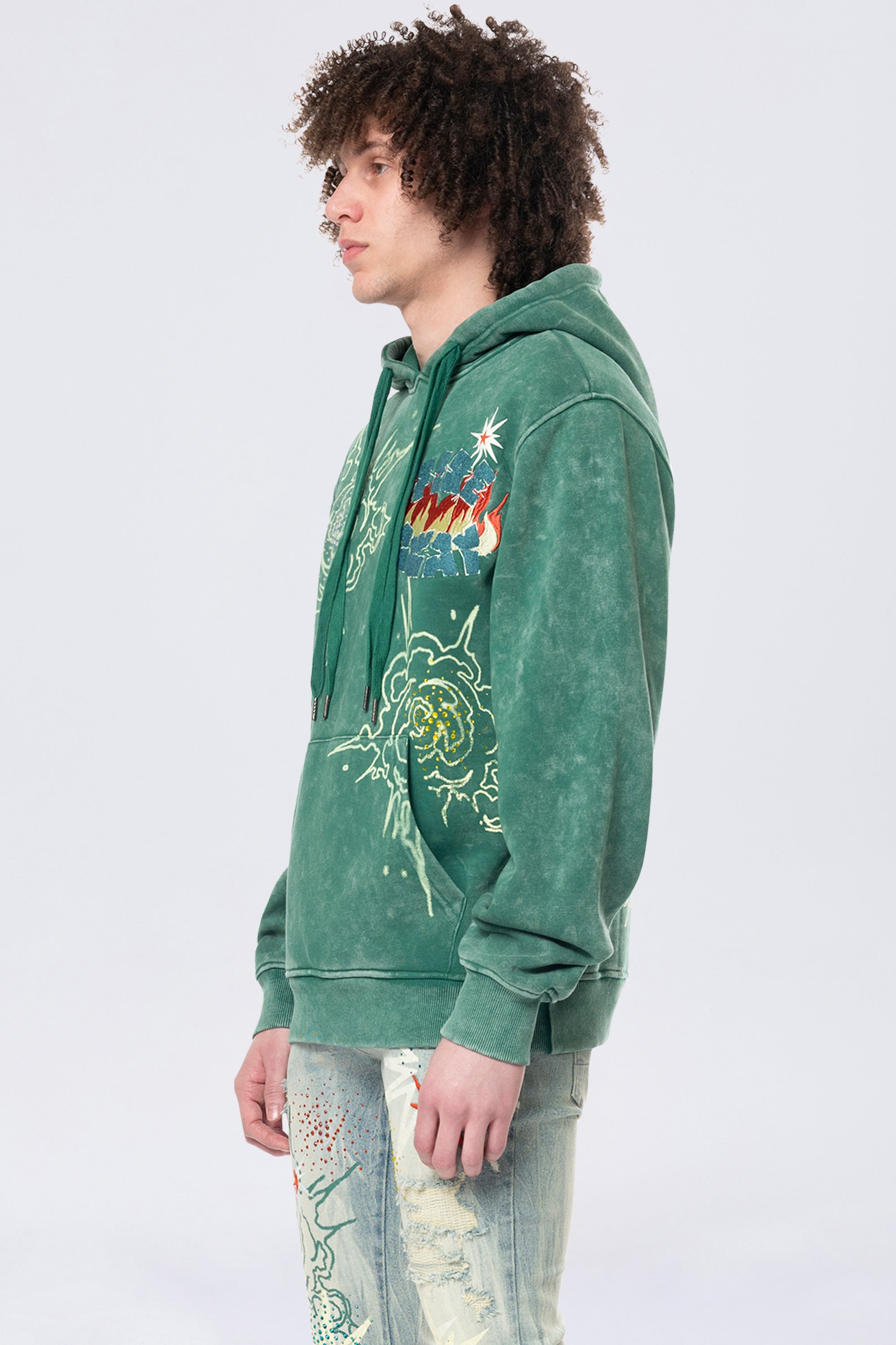 Rhinestone Dystopia Hoodie - Celtic Green