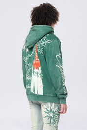 Rhinestone Dystopia Hoodie - Celtic Green