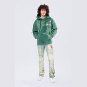 Smoke Rise Rhinestone Dystopia Hoodie - Celtic Green