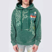 Smoke Rise Rhinestone Dystopia Hoodie - Celtic Green