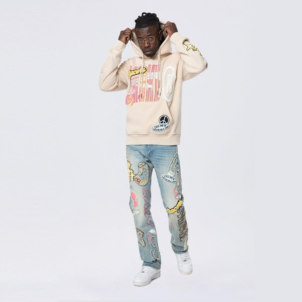 Rhinestone Dystopia Hoodie - Clay