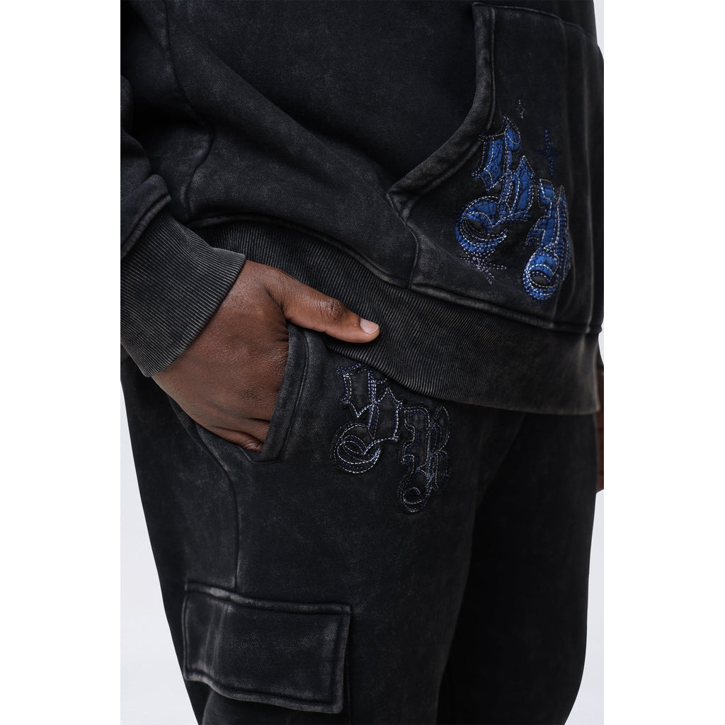 Smoke Rise Big and Tall Big and Tall - Stacked Rhinestone Dystopia Fleece Pants - Black