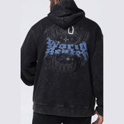 Smoke Rise Big and Tall Big and Tall - Dropped Shoulder Rhinestone Dystopia Hoodie - Black