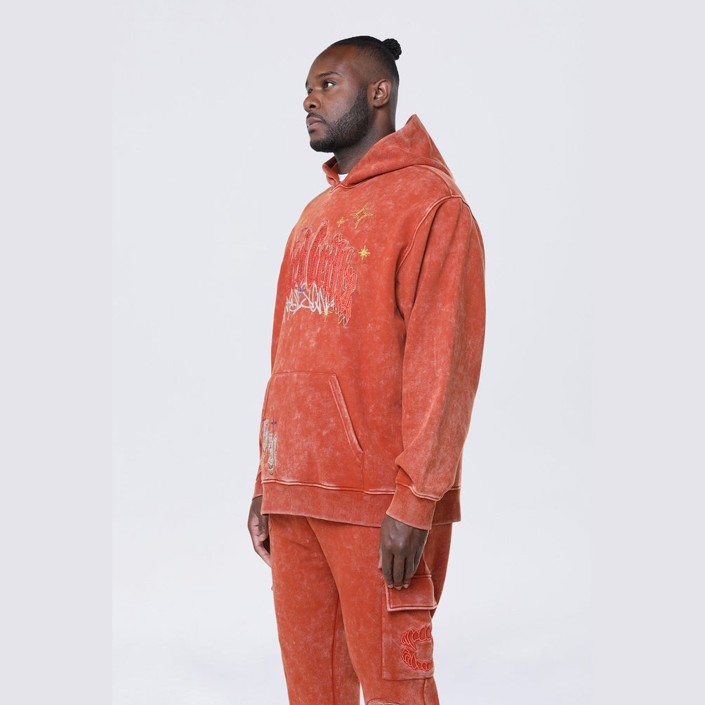 Smoke Rise Big and Tall Big and Tall - Dropped Shoulder Rhinestone Dystopia Hoodie - Picante