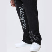 Smoke Rise Big and Tall Big and Tall - Stacked Rhinestone Dystopia Fleece Pants - Black