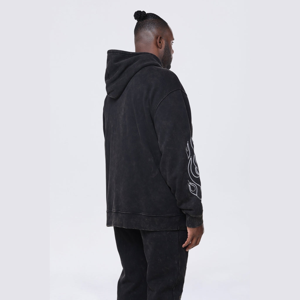 Smoke Rise Big and Tall Big and Tall - Rhinestone Dystopia Hoodie - Black