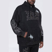 Smoke Rise Big and Tall Big and Tall - Rhinestone Dystopia Hoodie - Black