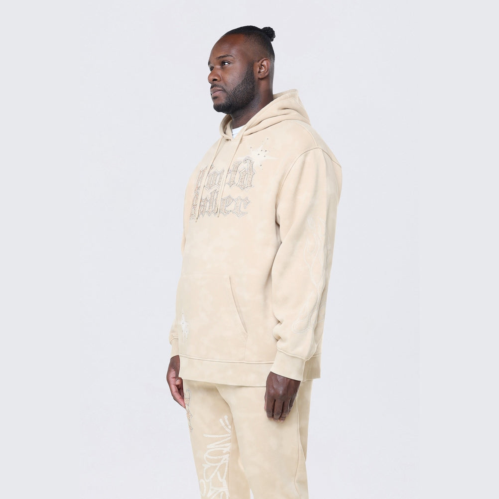 Smoke Rise Big and Tall Big and Tall - Rhinestone Dystopia Hoodie - Clay