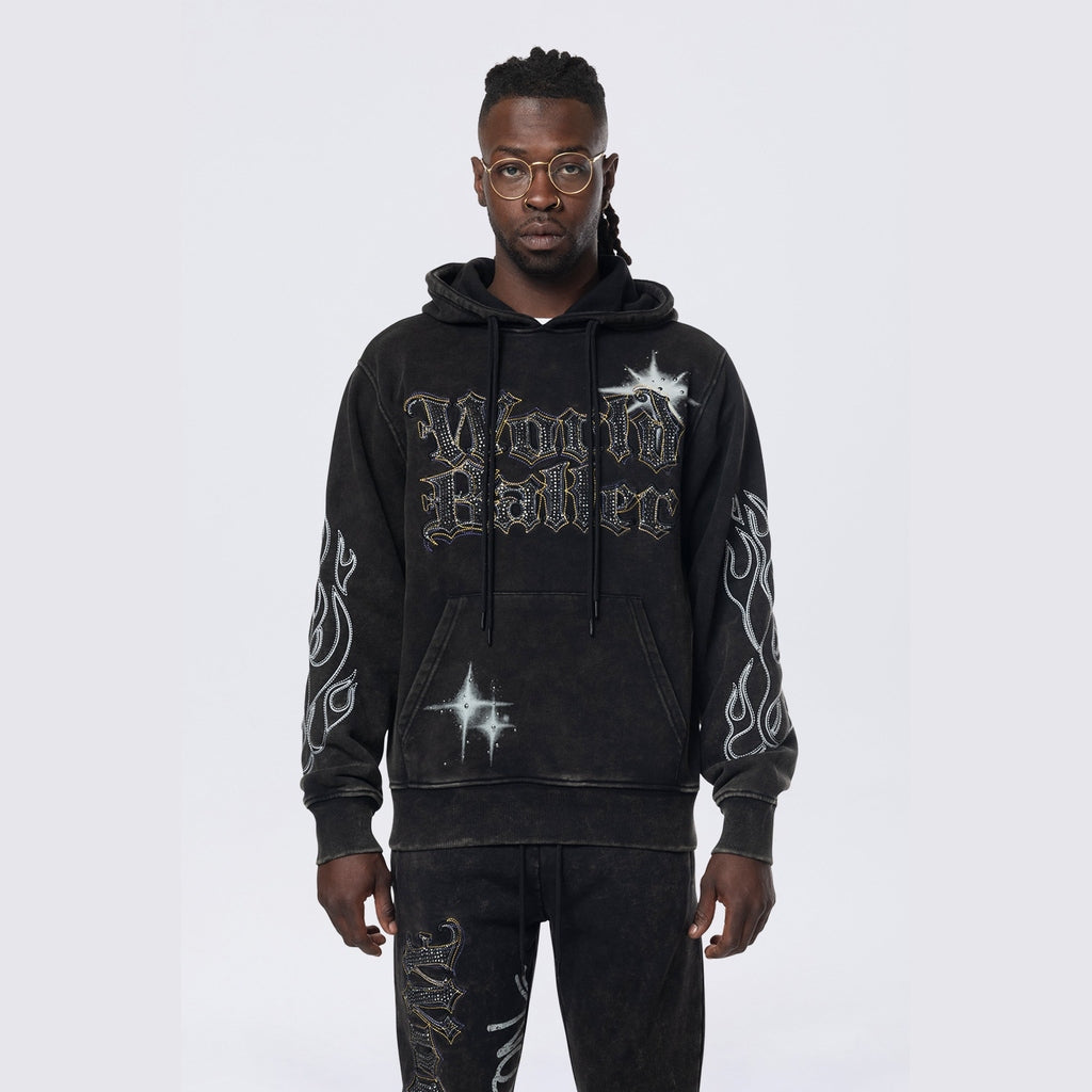 Smoke Rise Rhinestone Dystopia Hoodie - Black