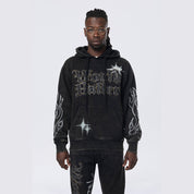 Smoke Rise Rhinestone Dystopia Hoodie - Black