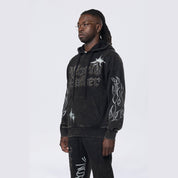 Smoke Rise Rhinestone Dystopia Hoodie - Black