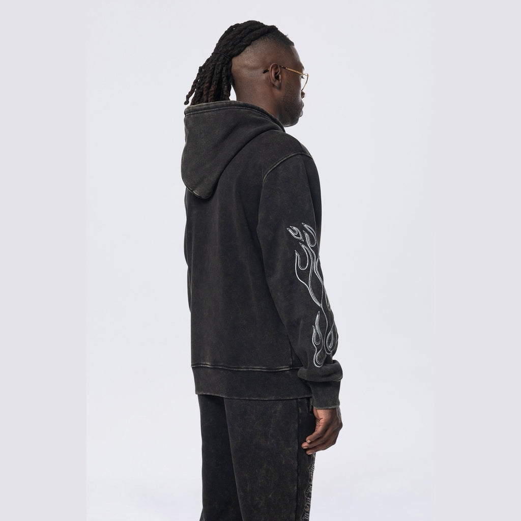 Smoke Rise Rhinestone Dystopia Hoodie - Black
