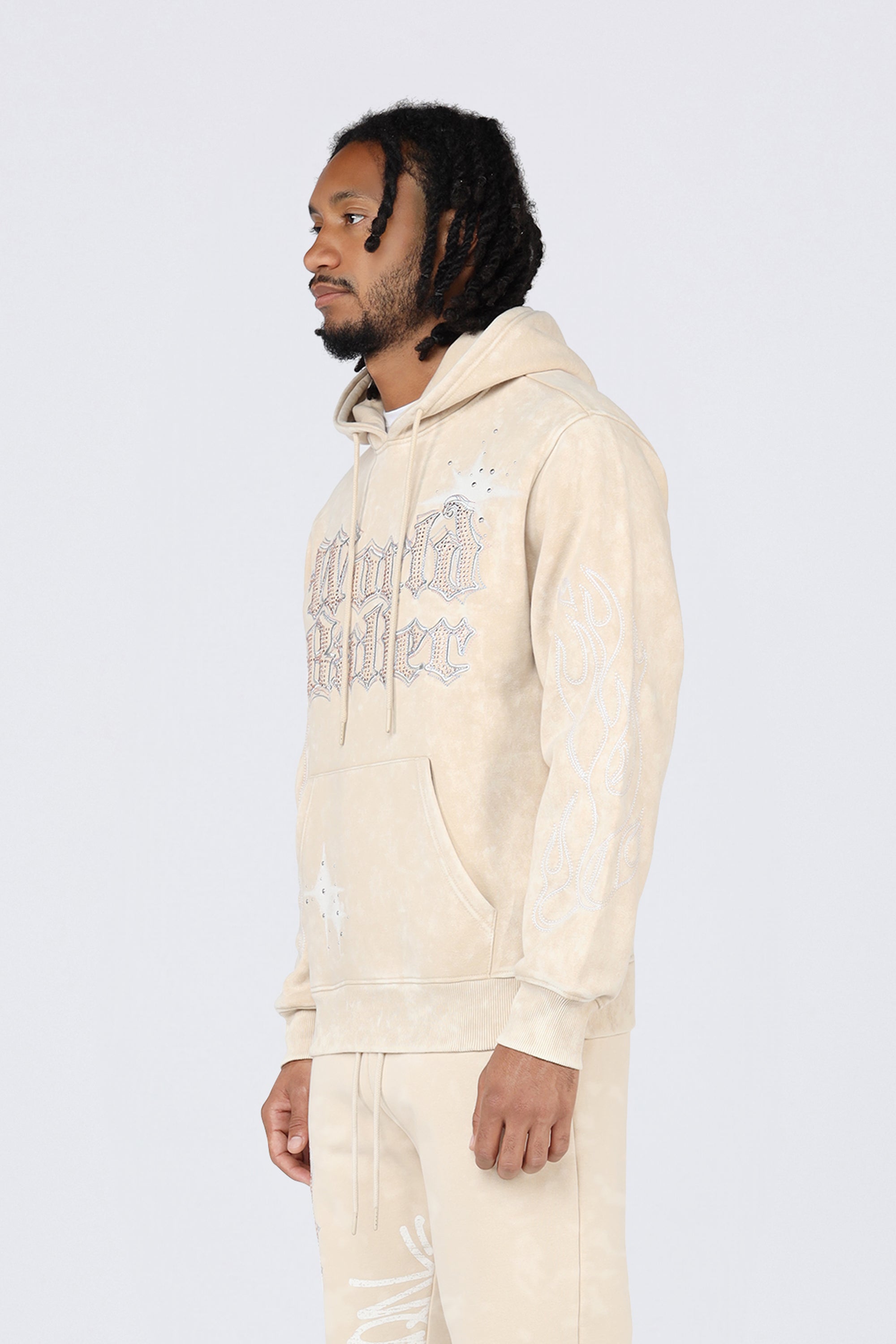 Rhinestone Dystopia Hoodie - Clay