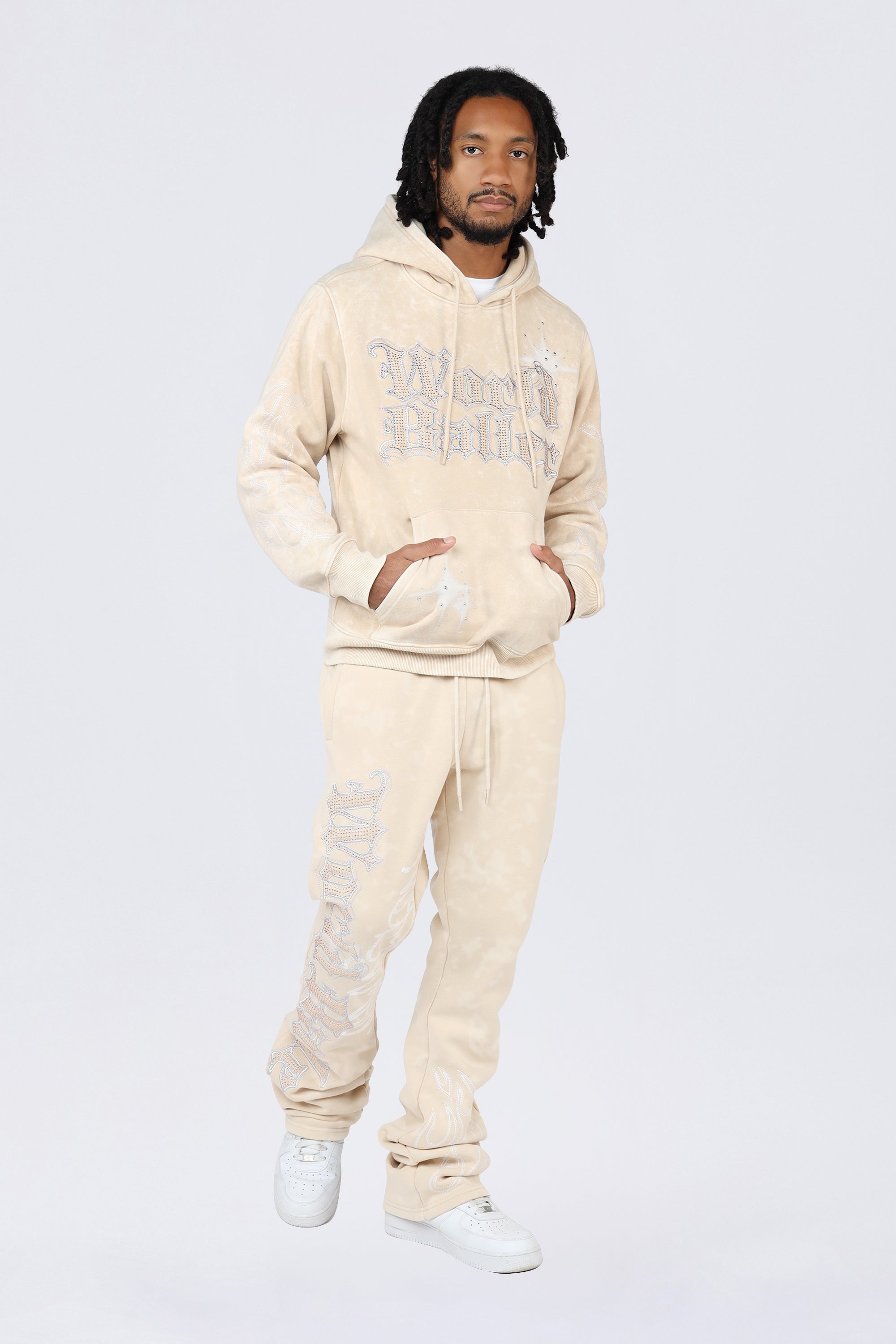 Rhinestone Dystopia Hoodie - Clay