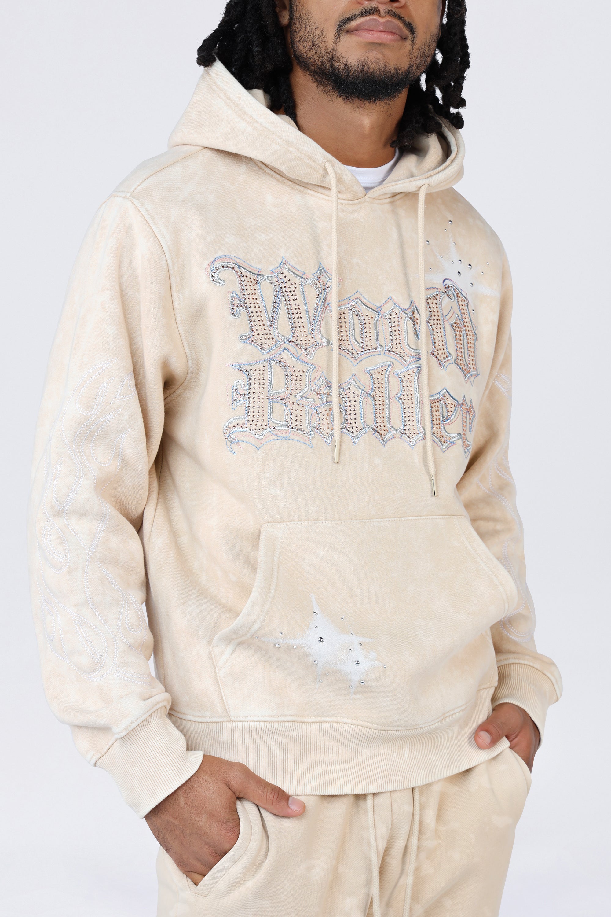 Rhinestone Dystopia Hoodie - Clay