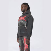 Smoke Rise Dropped Shoulder 2-Fer Dystopian Hoodie - Graphite