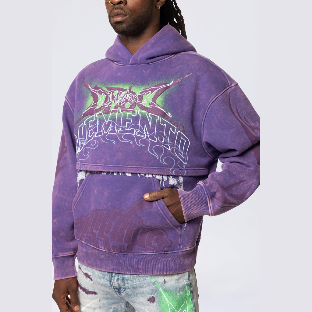 Smoke Rise Dropped Shoulder 2-Fer Dystopian Hoodie - Prism Violet