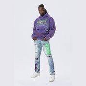 Smoke Rise Dropped Shoulder 2-Fer Dystopian Hoodie - Prism Violet