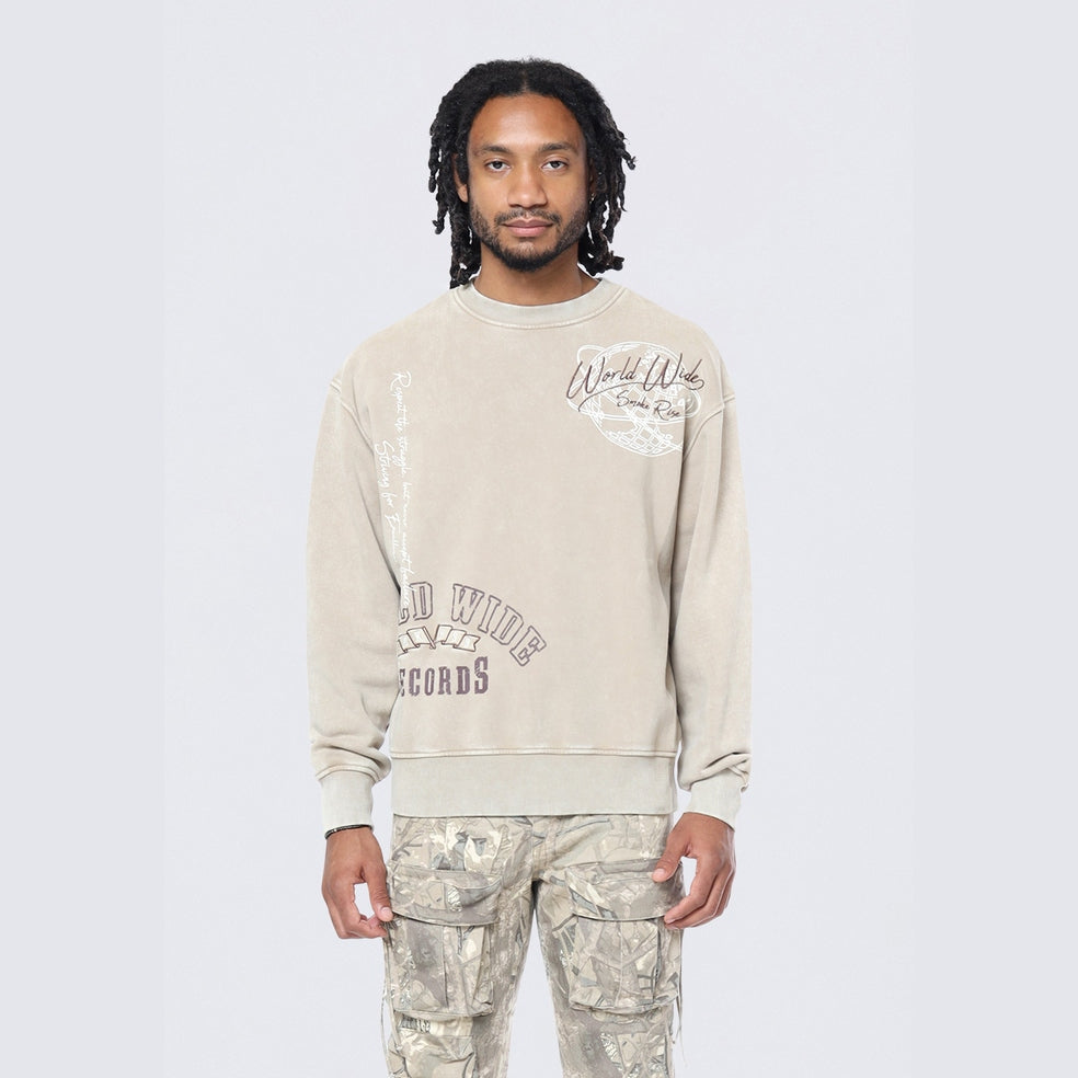 Smoke Rise Graphic Crew Neck Sweatshirt - Khaki