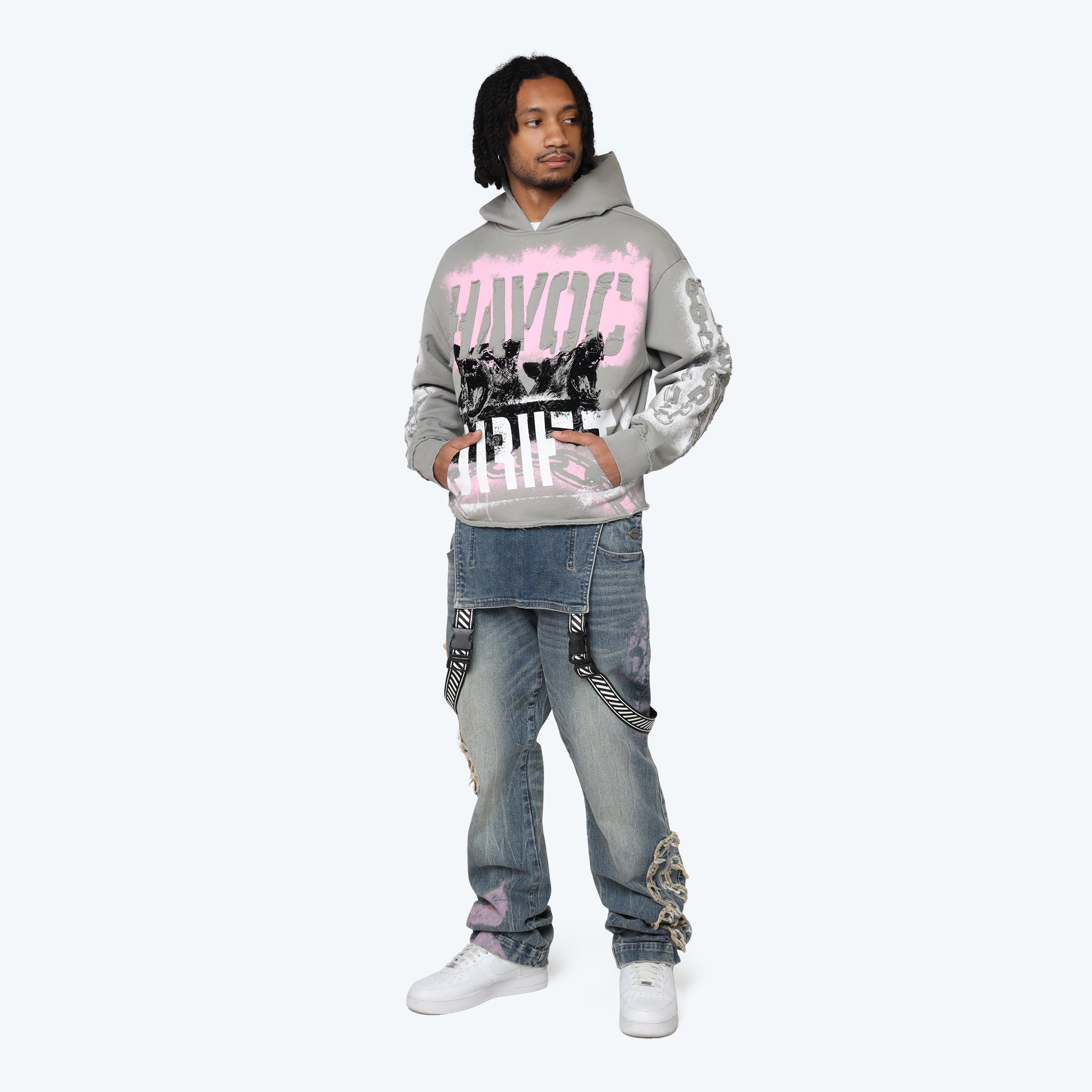 Oversized Havoc Fleece Hoodie - Drizzle