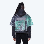 Oversized Field Fleece 2-Fer Hoodie - Black