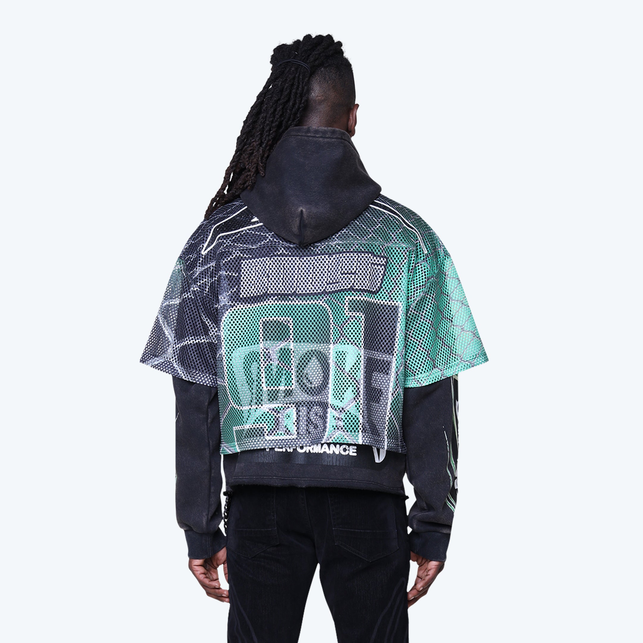 Oversized Field Fleece 2-Fer Hoodie - Black