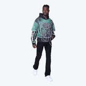 Oversized Field Fleece 2-Fer Hoodie - Black