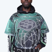 Oversized Field Fleece 2-Fer Hoodie - Black