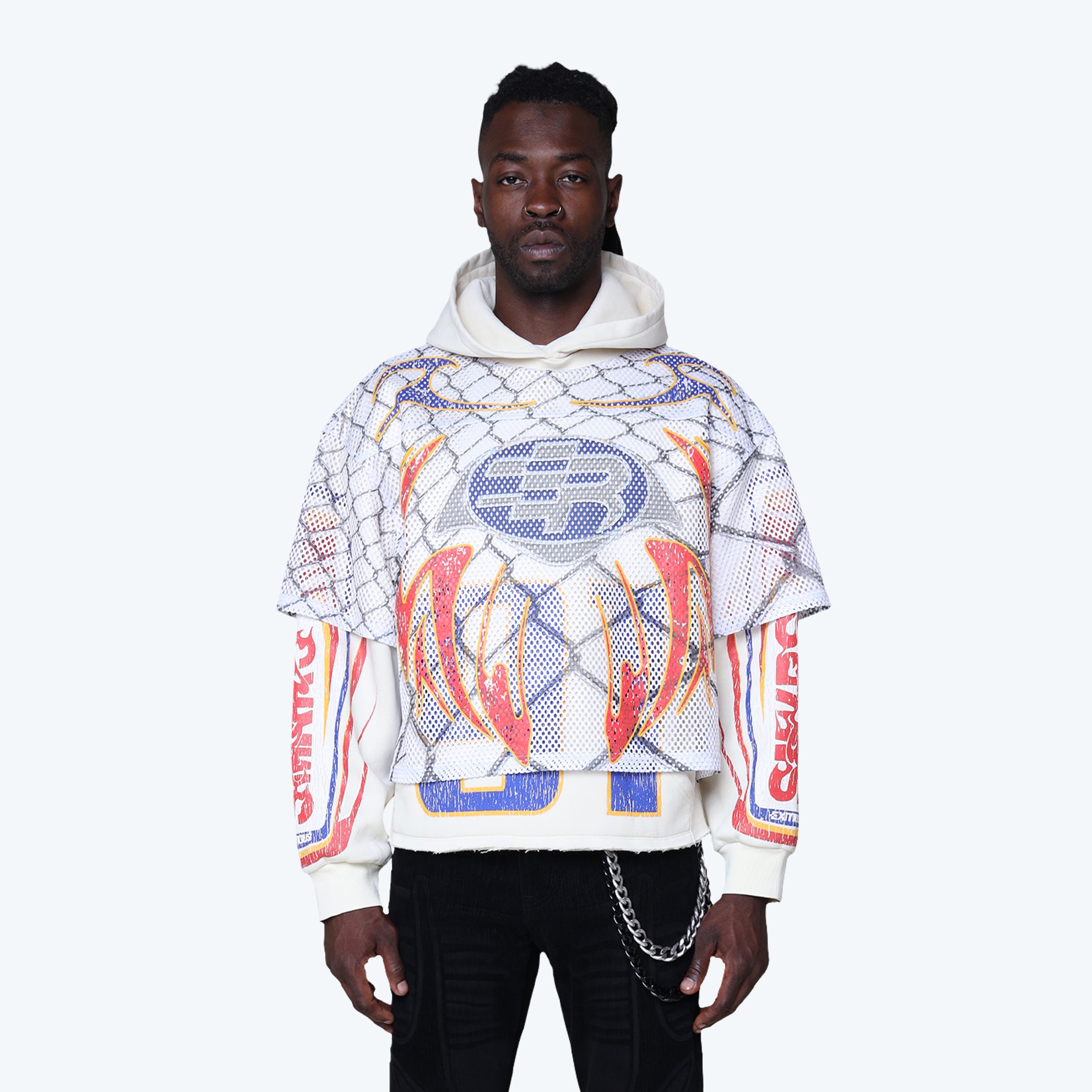 Oversized Field Fleece 2-Fer Hoodie - Ecru