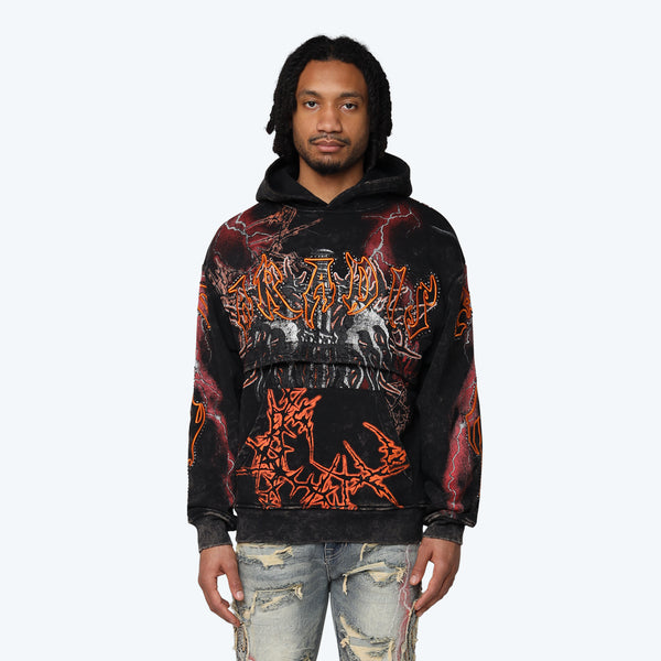 Oversized Paradise Fleece 2-Fer Hoodie - Black