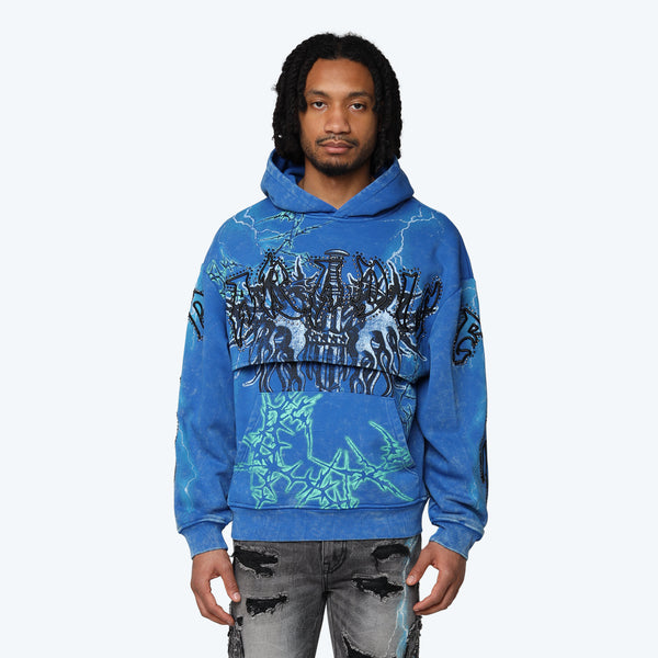 Oversized Paradise Fleece 2-Fer Hoodie - Nautical Blue