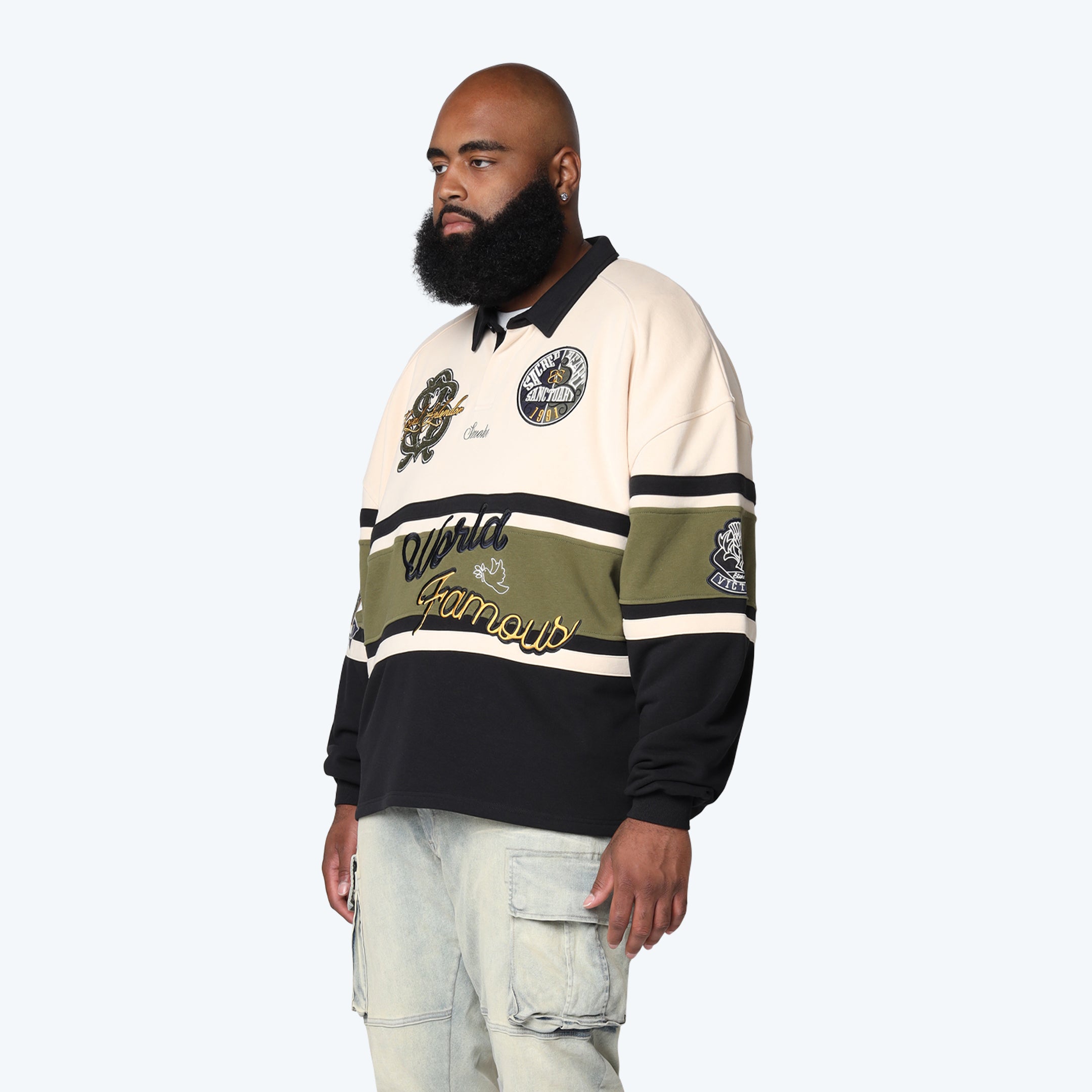 Big and Tall - Ivy Rugby L/S Tee - Black