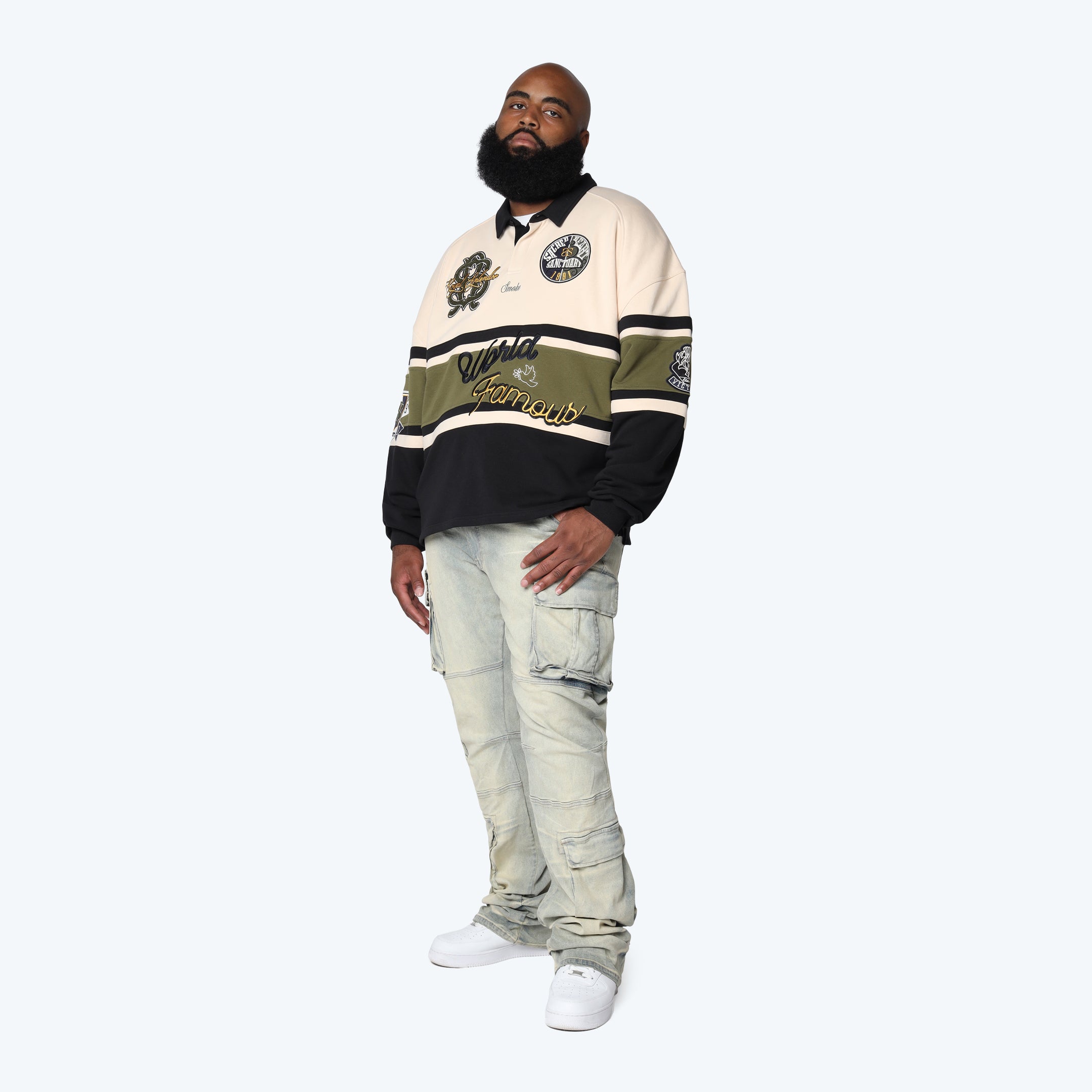 Big and Tall - Ivy Rugby L/S Tee - Black