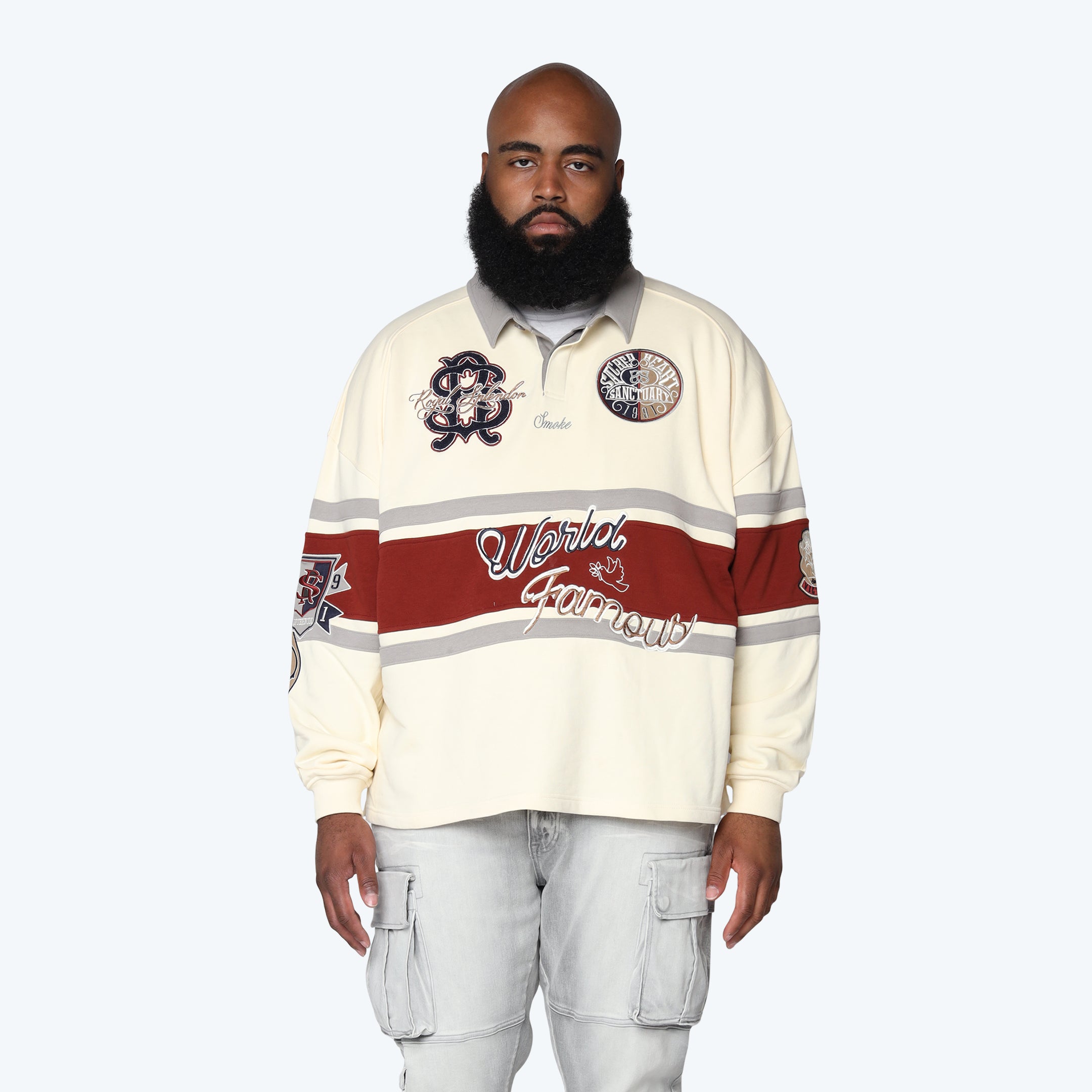 Big and Tall - Ivy Rugby L/S Tee - Chalk