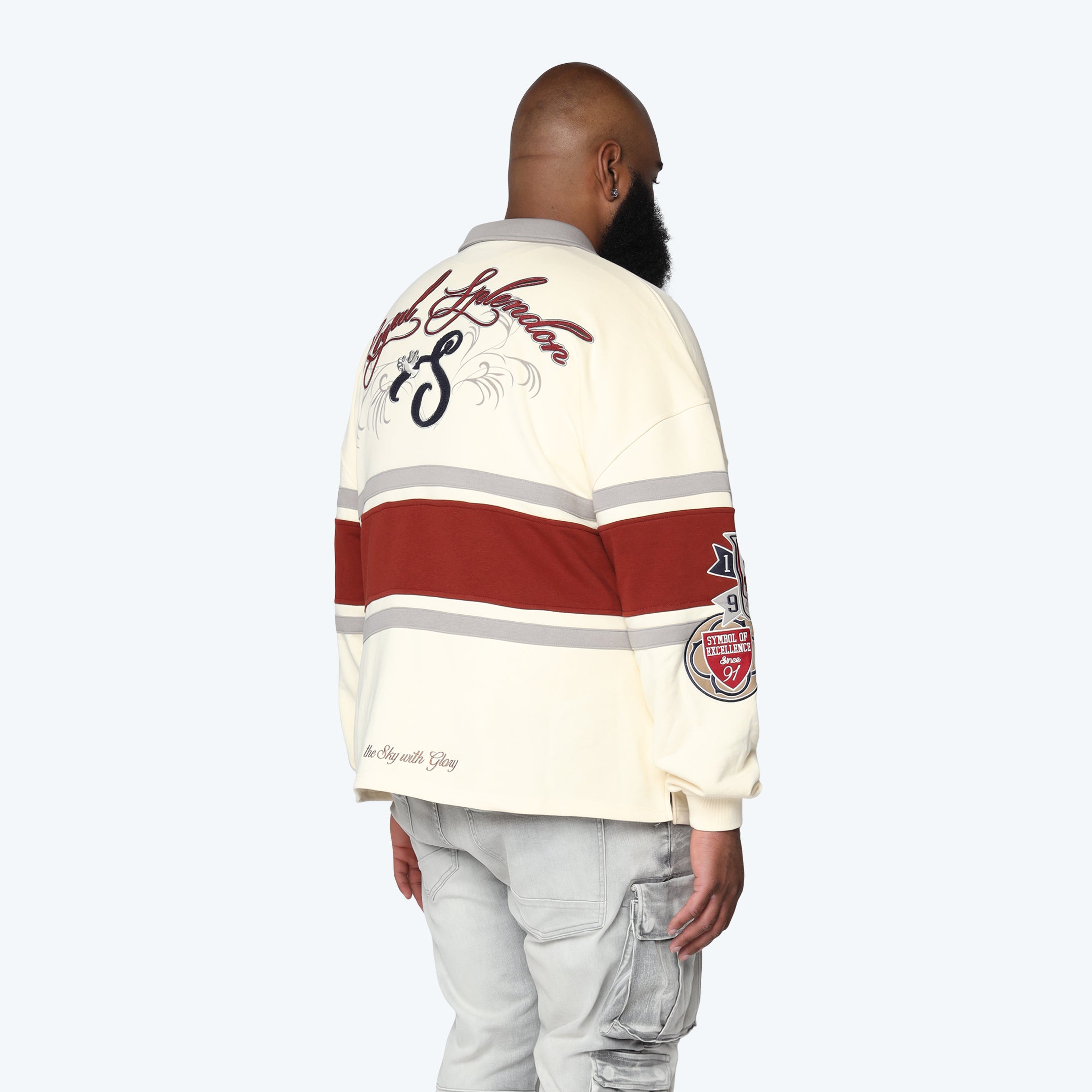 Big and Tall - Ivy Rugby L/S Tee - Chalk