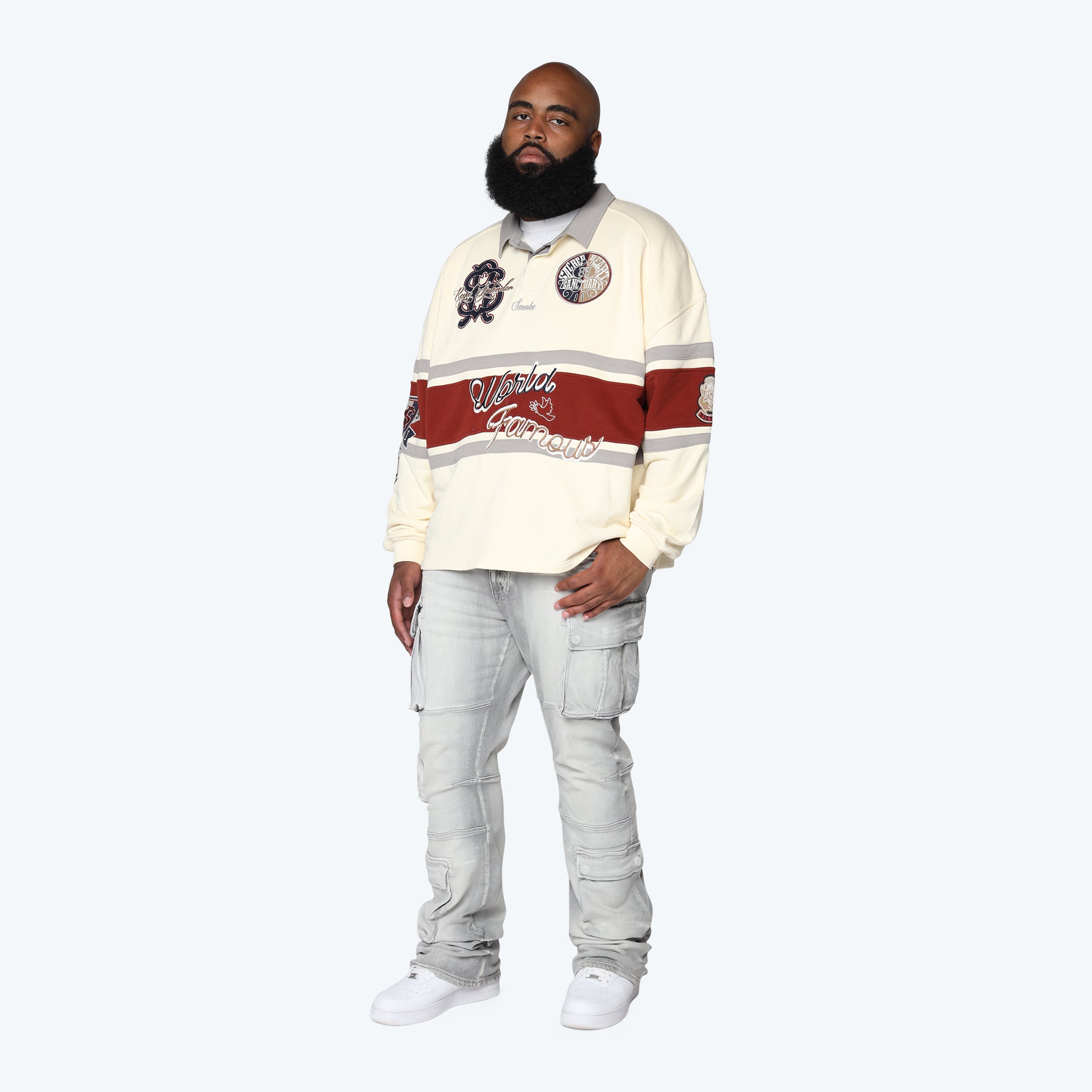 Big and Tall - Ivy Rugby L/S Tee - Chalk
