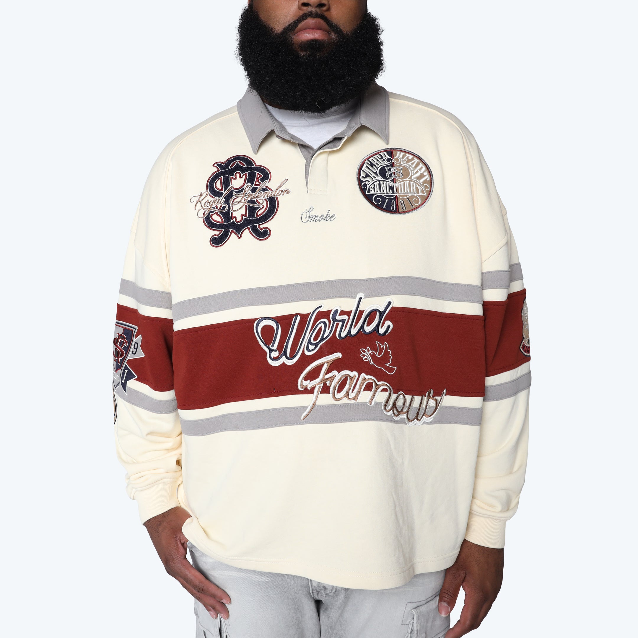 Big and Tall - Ivy Rugby L/S Tee - Chalk