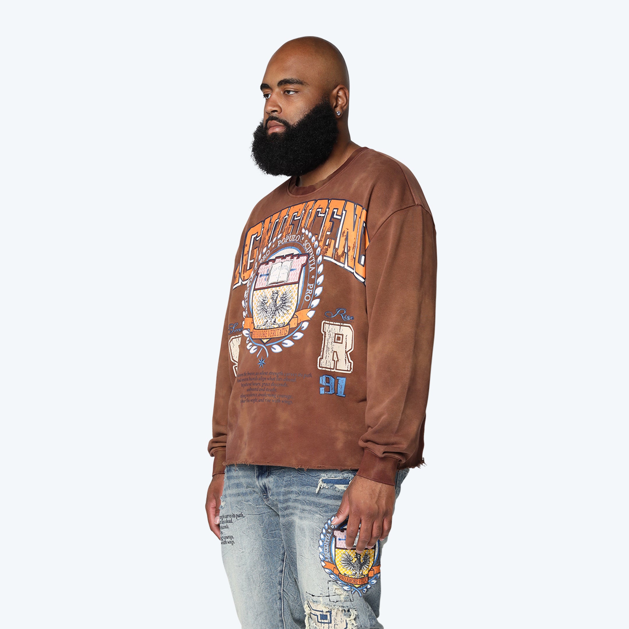 Big and Tall - Magnificence French Terry Crewneck - Mustang