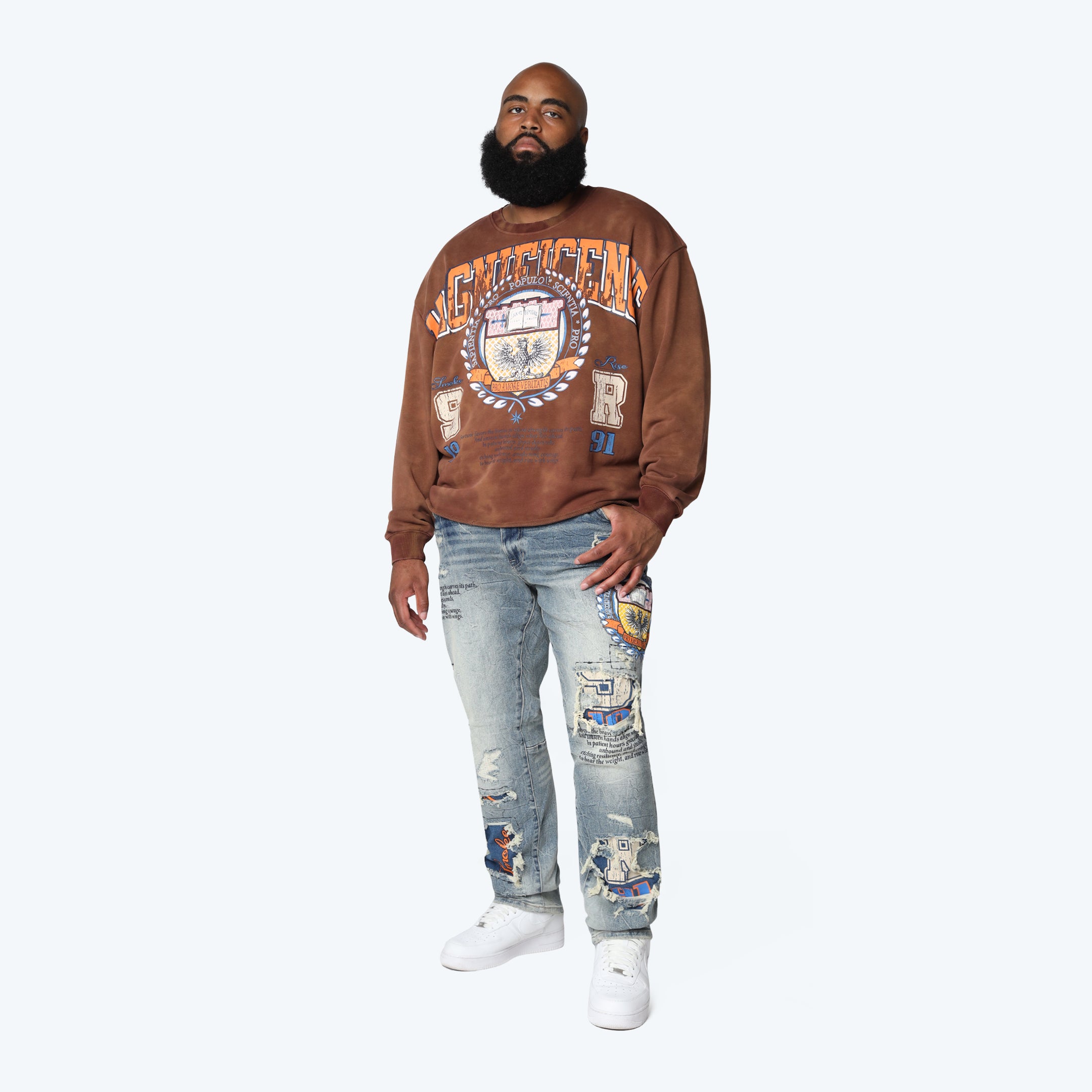 Big and Tall - Magnificence French Terry Crewneck - Mustang