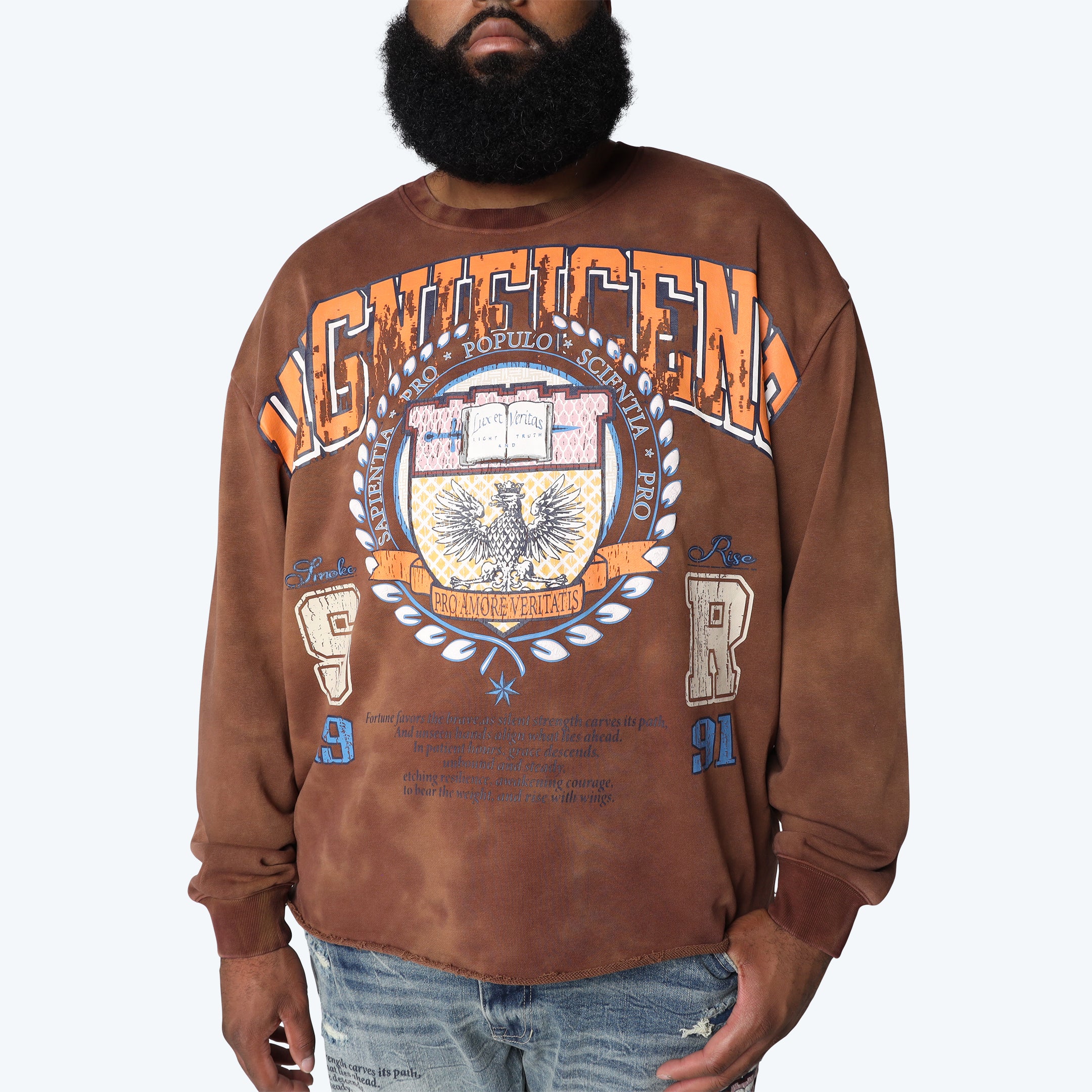 Big and Tall - Magnificence French Terry Crewneck - Mustang