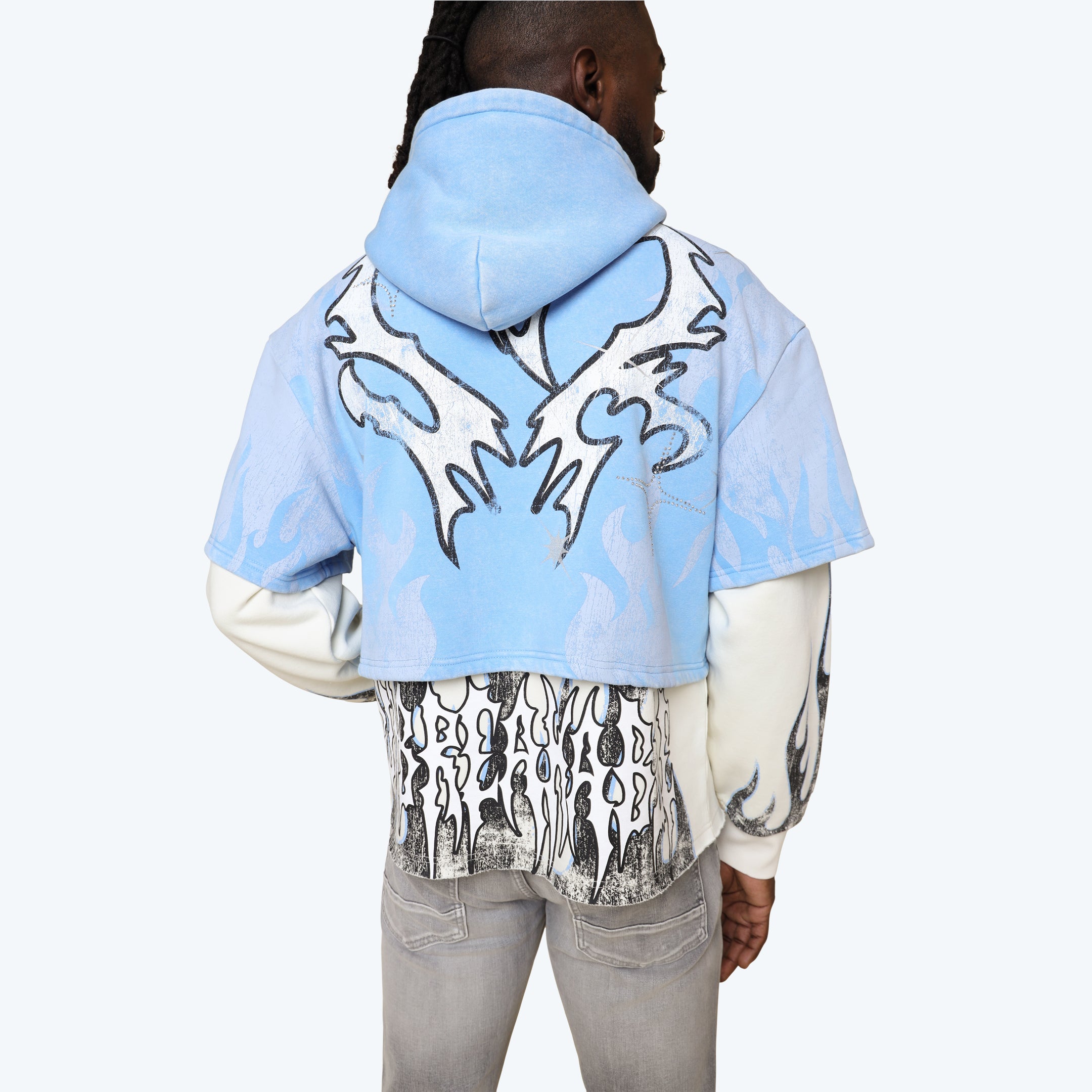Oversized Unbreakable 2-Fer Hoodie - Carolina Blue