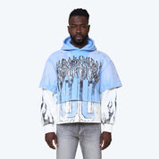 Oversized Unbreakable 2-Fer Hoodie - Carolina Blue