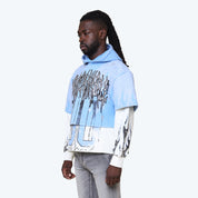 Oversized Unbreakable 2-Fer Hoodie - Carolina Blue