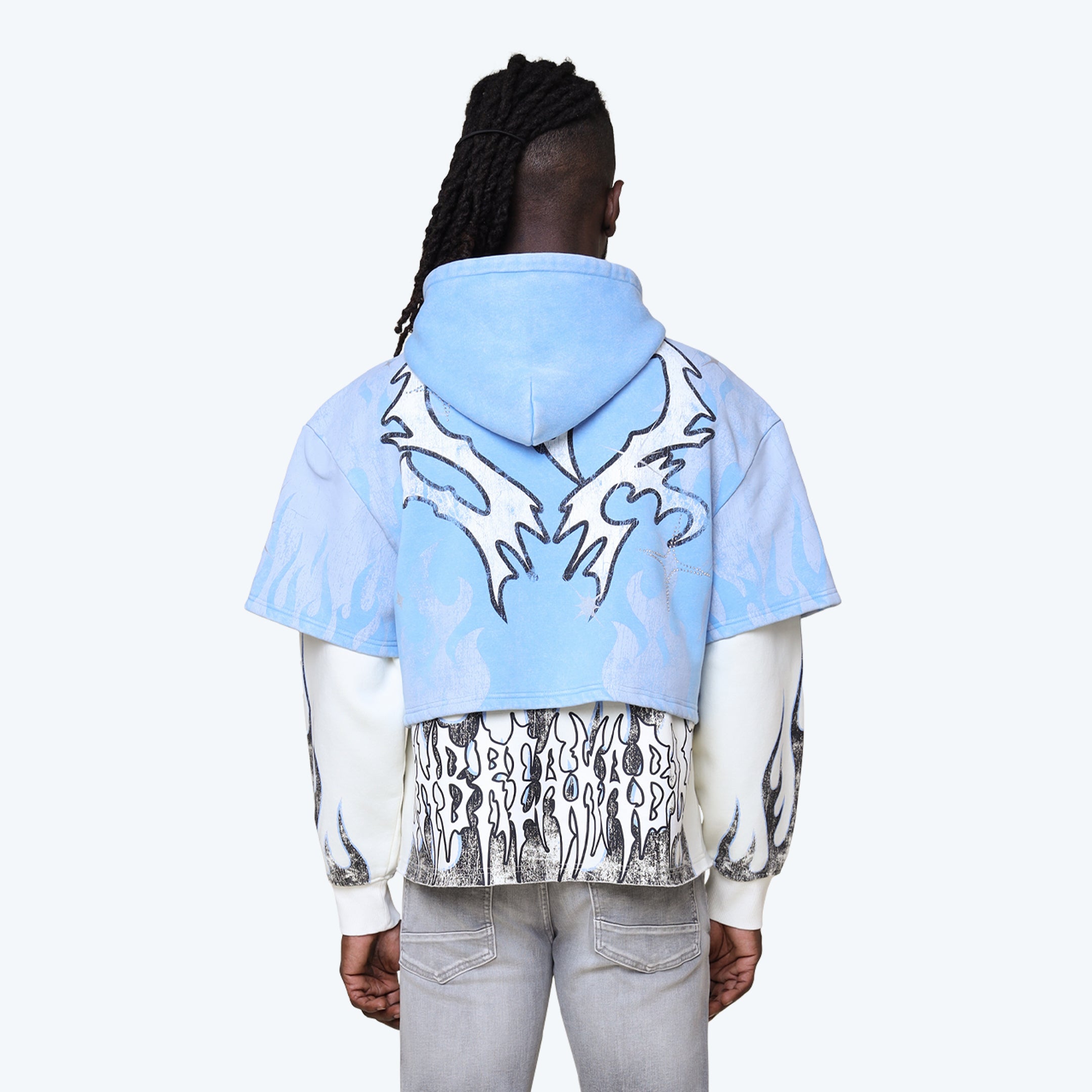 Oversized Unbreakable 2-Fer Hoodie - Carolina Blue