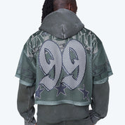 Oversized Luxe Club Mesh 2-Fer Hoodie - Moss