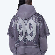 Oversized Luxe Club Mesh 2-Fer Hoodie - Talon